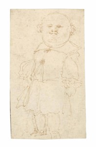 Caricature of a fat, bald man
