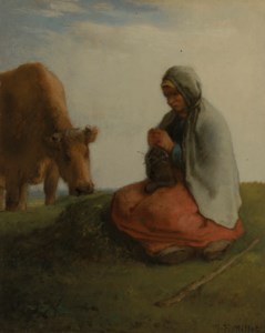 Jean Francois Millet, A shepherdess knitting
