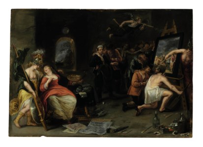 Minerva and Mercury protecting Painting against Ignorance and Calumny