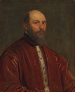 Portrait of a Venetian Senator, half-length, in red ermine-lined robes
