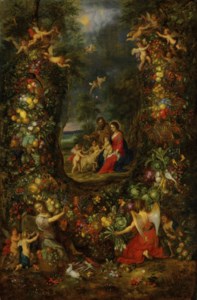 JAN BREUGHEL THE YOUNGERAND HENDRICK VAN BALEN, The Holy Family surrounded by a garland of fruit supported by putti