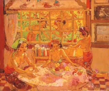 Adrien-Jean Le Mayeur, Women in a Balinese interior with women by the window