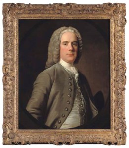 Portrait of Andrew Wauchope of Niddrie (1711-1784), half-length, in a grey coat and silver waistcoat, feigned oval