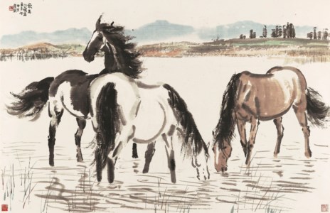 Xu Beihong, Horses Drinking