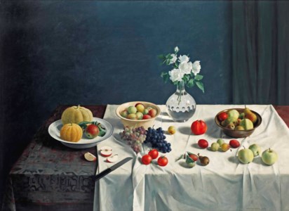 A still life with fruits and flowers