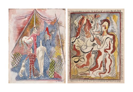Scènes de cirque (suite de deux dessins)