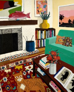 Hilary Pecis, Interior With Cats and Fish