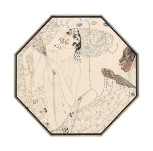 A concubine with a hand mirror