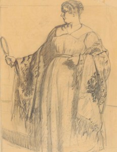 A merchant's wife with a hand mirror