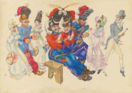 Design for 'Les Cosaques de Platov à Paris': Les cosaques assis
