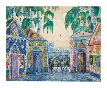 Set design for La Chauve-Souris: 'Song of the Black Hussars'
