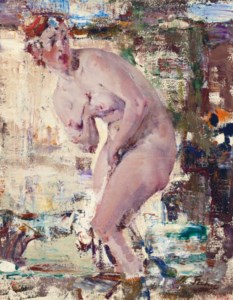 Nude in river