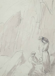 Figures on a mountain