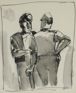 Two miners standing