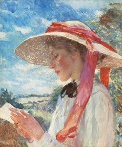 A Girl Reading, probably Florence Carter Wood (later Mrs Alfred Munnings)