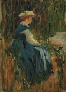 Lady in a blue dress