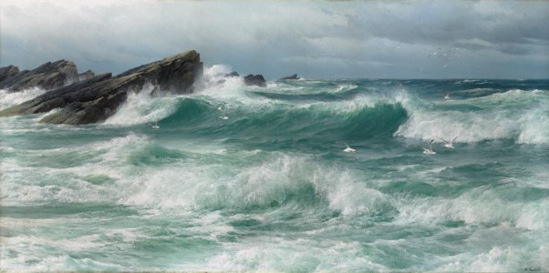Waves breaking on a rocky coast