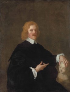 Portrait of a gentleman, three-quarter-length, in black, with a marble bust