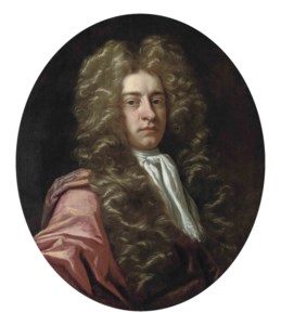 Portrait of Edward Radclyffe 2nd Earl of Derwentwater (1655-1705), bust-length, in a red mantle