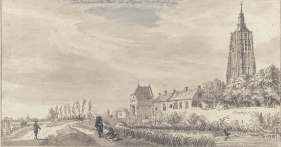 The Heukelum Gate in Asperen, with the Dutch Reformed Church