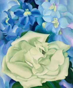 Georgia O'Keeffe, White Rose with Larkspur No. I