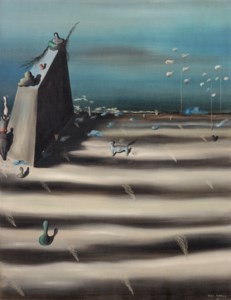 Un grand tableau qui représente un paysage