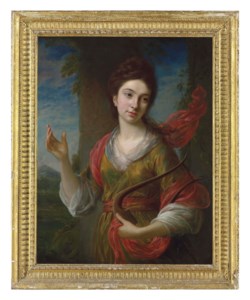 Portrait of a lady as Terpsichore, half-length, in a landscape