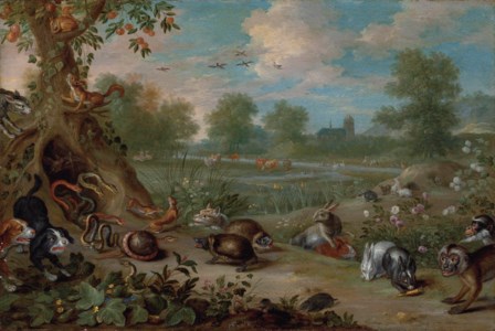 A scene from Aesop's Fables: The Porcupine and the Snakes
