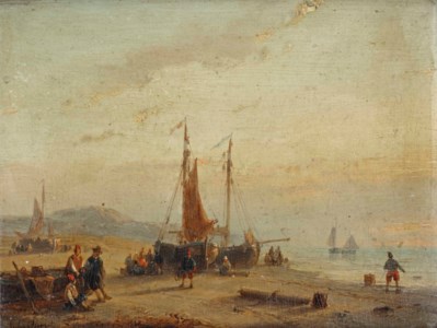 Sunset on the beach of Scheveningen