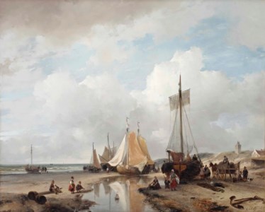 Unloading the catch on the beach of Scheveningen