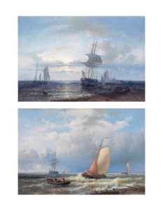 Entering the harbour; and Moored vessels near the coast