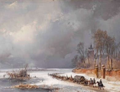 Soldiers marching in the snow