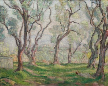 Jeune fille endormie sous les arbres
