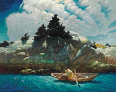 NEWELL CONVERS WYETH, Black Spruce Ledge (Lobstering Off Black Spruce Ledge)