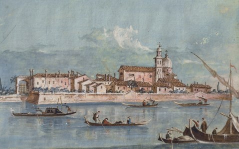 Two views of Venice: The Church of the Redentore ; and The Island of the Certosa