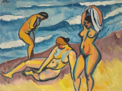 Hermann Max Pechstein, Drei badende Frauen am Meer