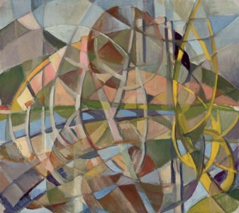 Cubist landscape with lake; and two further works by the same hand
