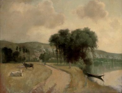 River Scene, Punt in a Stream