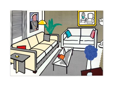 Roy Lichtenstein, Interior with Yves Klein Sculpture
