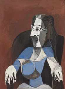 Pablo Picasso, Femme assise dans un fauteuil noir (Jacqueline)