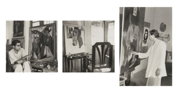 Ram Kumar in his Gole Market Studio, New Delhi, 1956; Summer Studio, Almora, c. 1957; Krishen Khanna Painting in his Studio, New Delhi, 1970s
