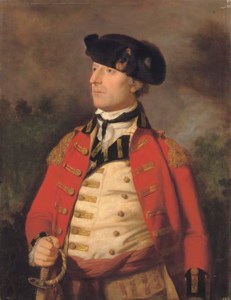 Portrait of an officer, half-length, in military uniform, a sword in his right hand, in a landscape