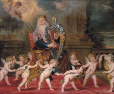 David playing the harp