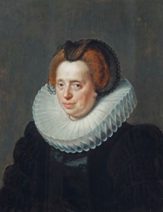 Portrait of a lady, bust-length, in a black embroidered dress and a ruff