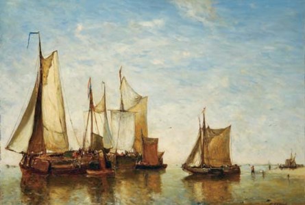Moored vessels on a calm