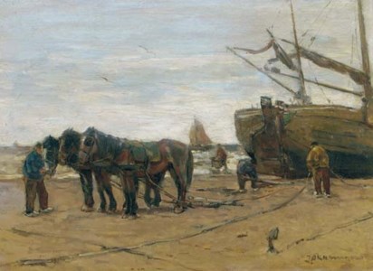 Towhorses on the beach