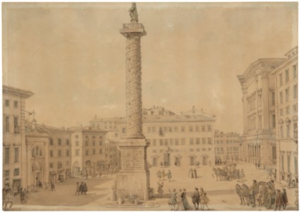 View of Piazza Colonna with the Column of Marcus Aurelius, Rome