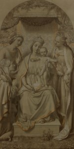 The Virgin and Child beneath a baldachin, with Saints Agnes, Dorothea and Irene