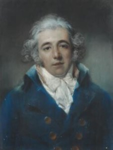 Portrait of a Richard Brinsley Sheridan (1751-1816), in a blue coat, with white frills