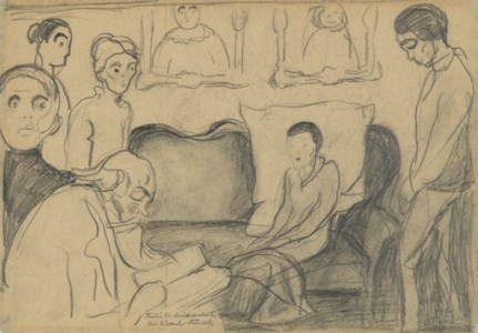 Familiescene. Sønnen ( recto ); Døden og barnet ( verso )